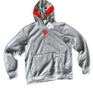 Nike Clemson University Tigers Center Swoosh Men's Gray Hoodie Sweatshirt size S